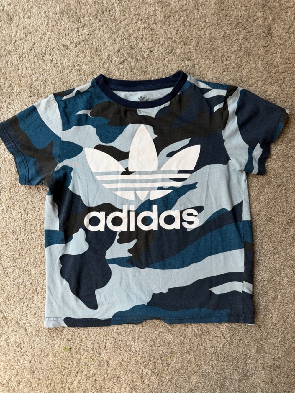 Adidas Blue Camo Top Size Small